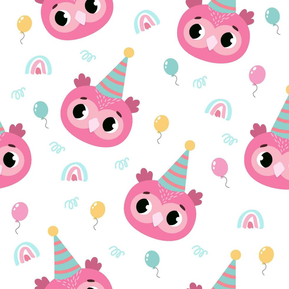 divertente senza soluzione di continuità modelli per bambini. divertente animali nel cartone animato stile per compleanno decorazione. vettore illustrazione