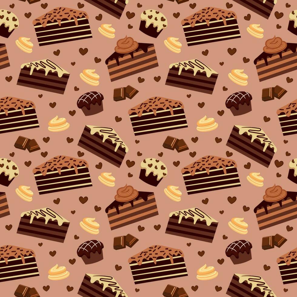 senza soluzione di continuità modello con cioccolato prodotti. vettore illustrazione