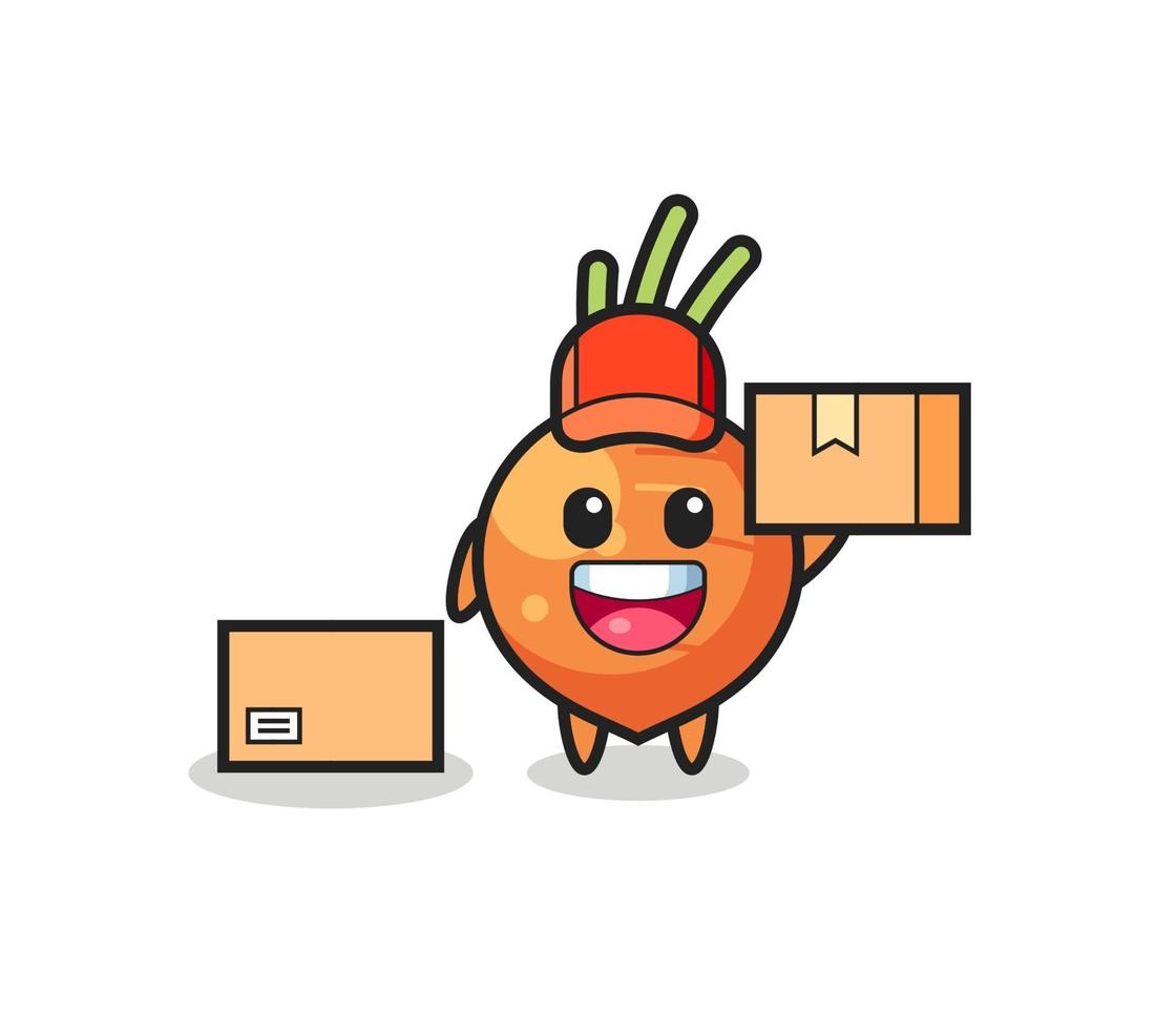 mascotte illustrazione della carota come corriere vettore