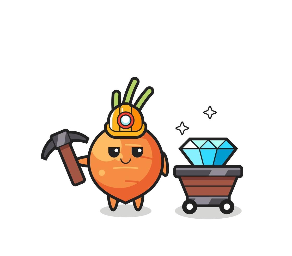 illustrazione del personaggio della carota come minatore vettore