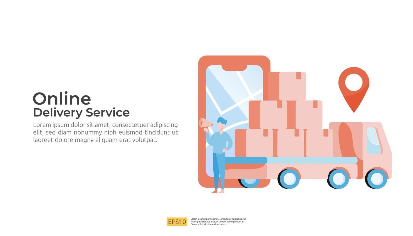 illustrazione di trasporto del servizio di consegna online. tracciamento dell'ordine vettore