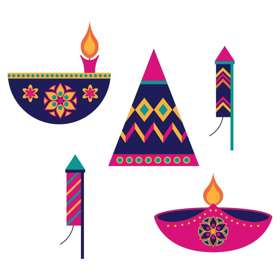 Diwali tema icona estetica, indiano vacanza celebrazione Diwali vettore