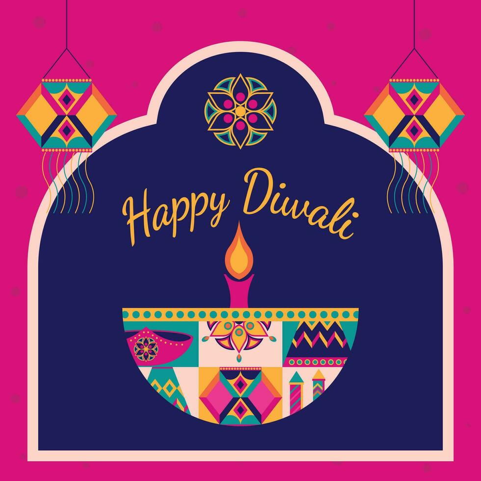 Diwali tema icona estetica, indiano vacanza celebrazione Diwali vettore