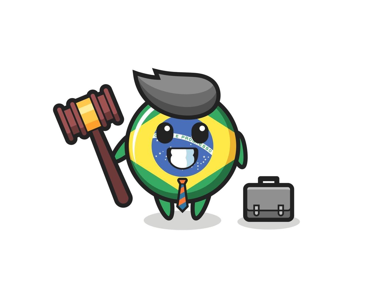 illustrazione della mascotte del distintivo della bandiera del Brasile come avvocato vettore