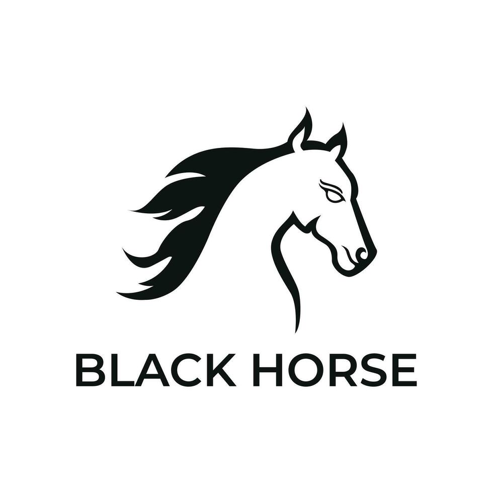 silhouette cavallo testa logo design idee vettore