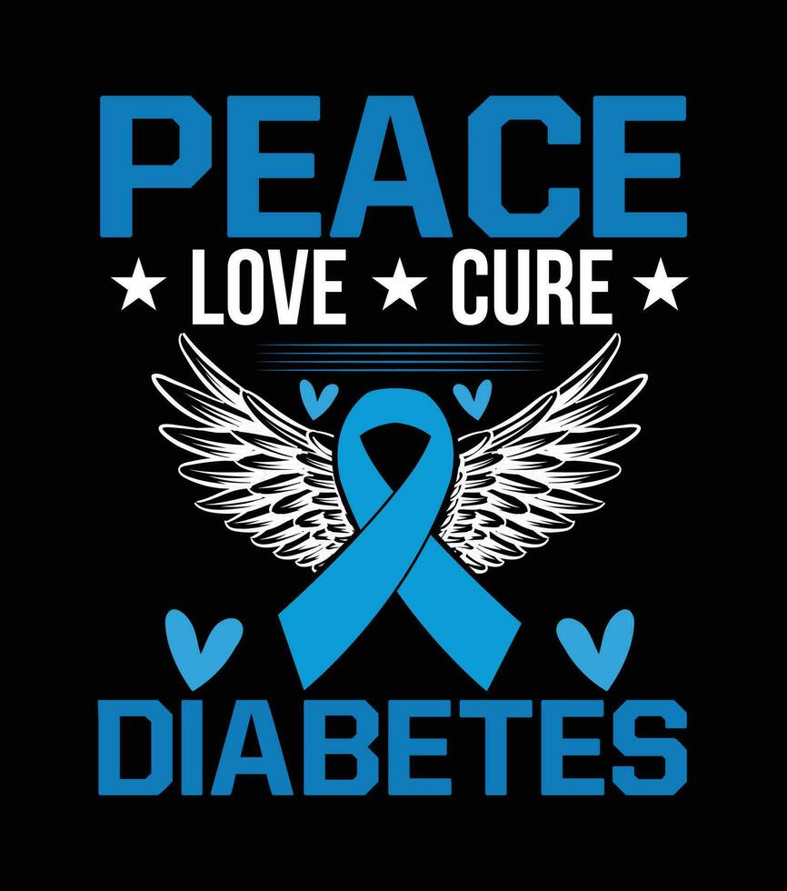 pace amore cura diabete, diabete consapevolezza maglietta, bandiera design vettore