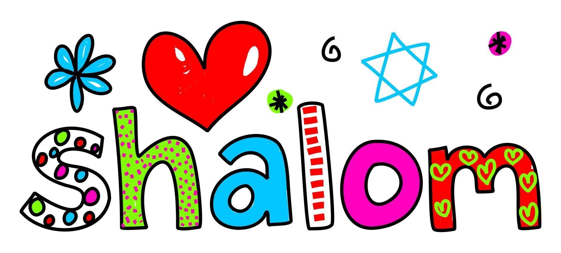 lettering di testo doodle disegnato a mano shalom vettore