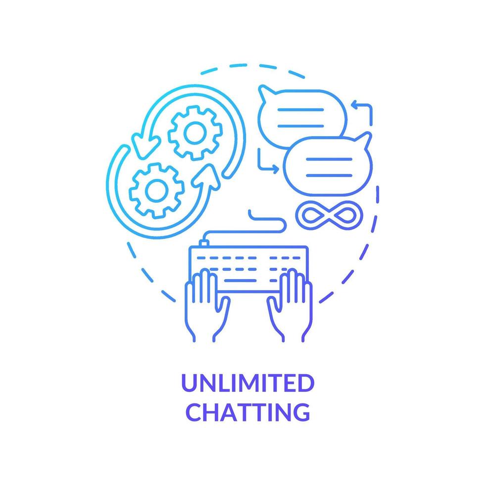 icona del concetto di sfumatura blu chat illimitata vettore