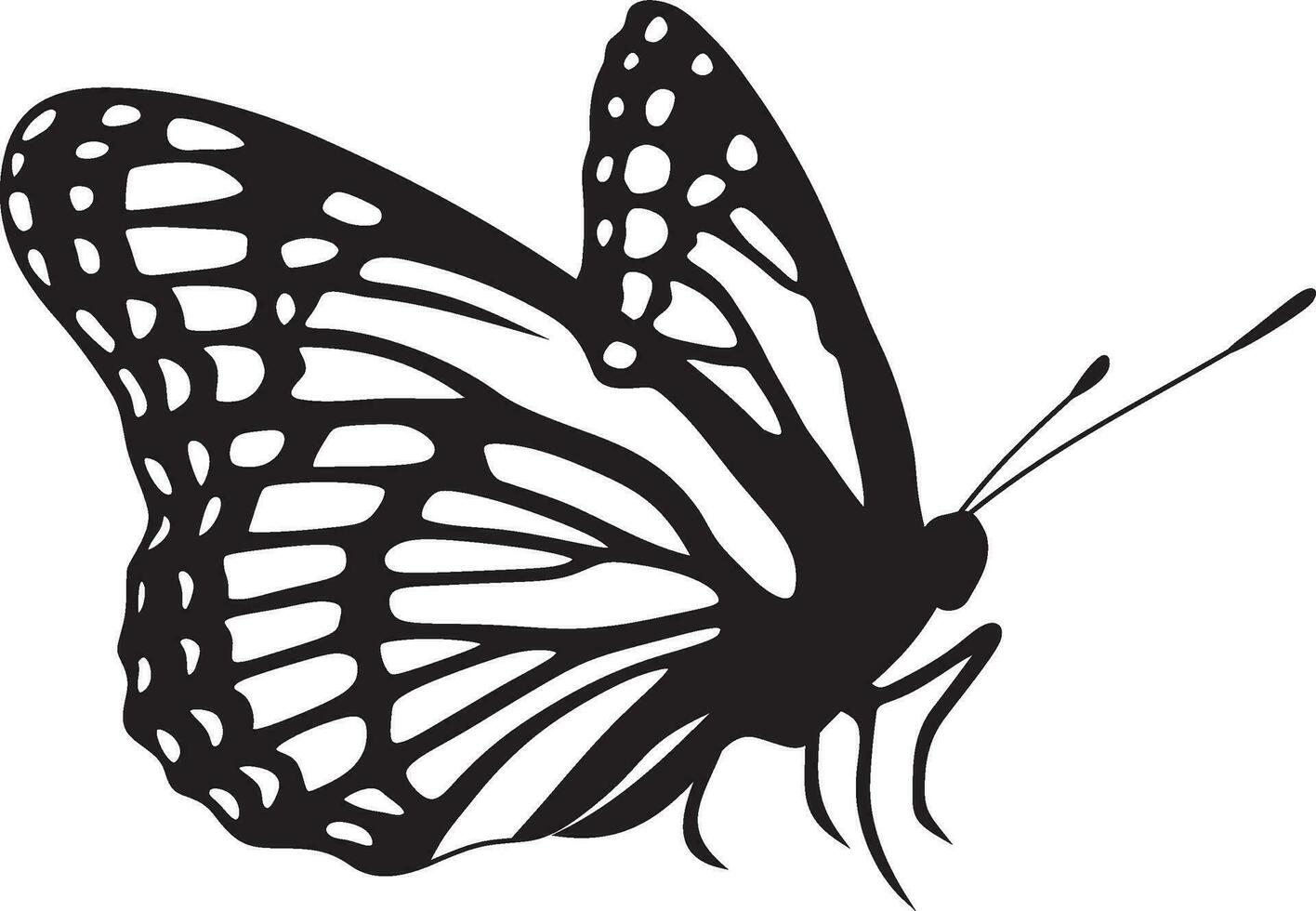 vettore monocromatico farfalla bellissimo insetto con grande nero Ali. disegno di un' volante scarabeo.adatto per sabbiatura, laser e plotter taglio