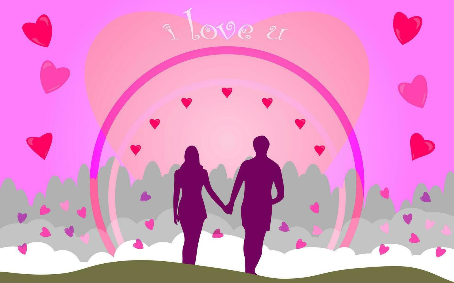 illustrazione design di Due persone nel un' coppia. nel contento amore. amore e San Valentino momenti. modificabile vettore