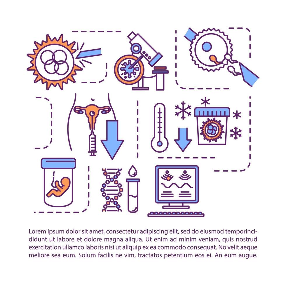 icona del concetto di tecnologia riproduttiva con testo vettore