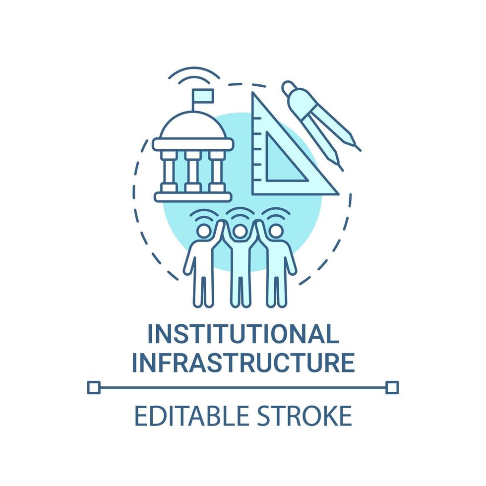 icona blu del concetto di infrastruttura istituzionale vettore