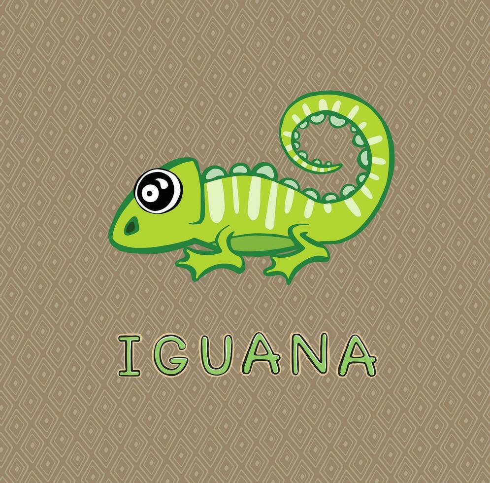 design carino iguana cartone animato. piccolo per scorta. vettore