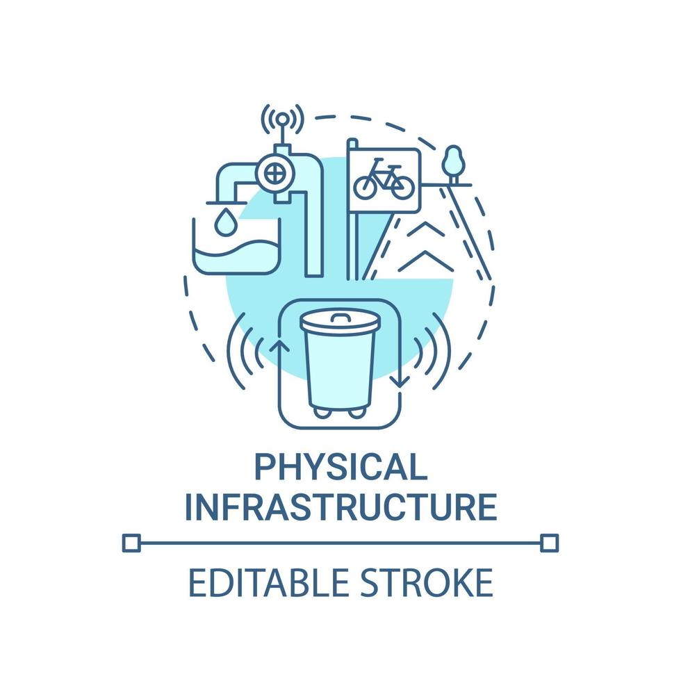 icona blu del concetto di infrastruttura fisica vettore