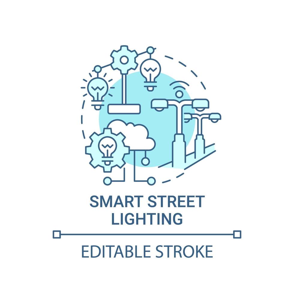 icona blu del concetto di illuminazione stradale intelligente vettore