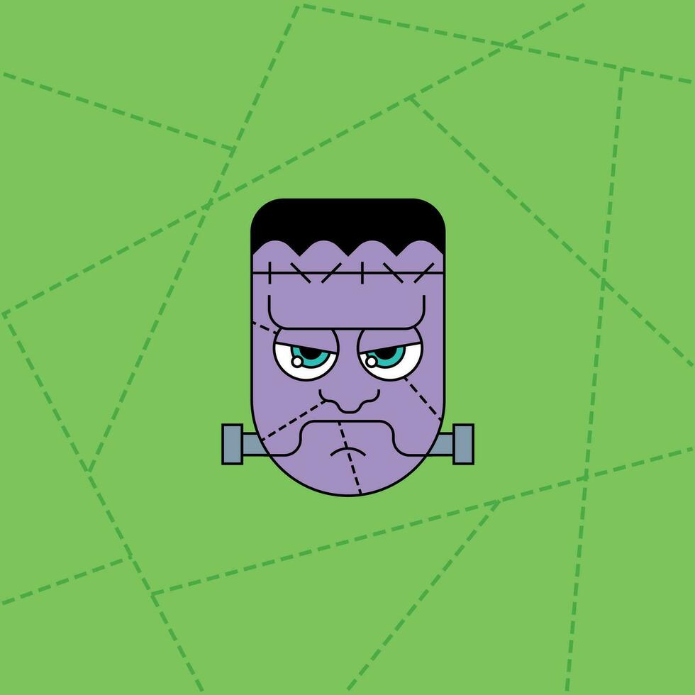 Frankenstein pauroso viso vettore illustrazione comico divertente Halloween