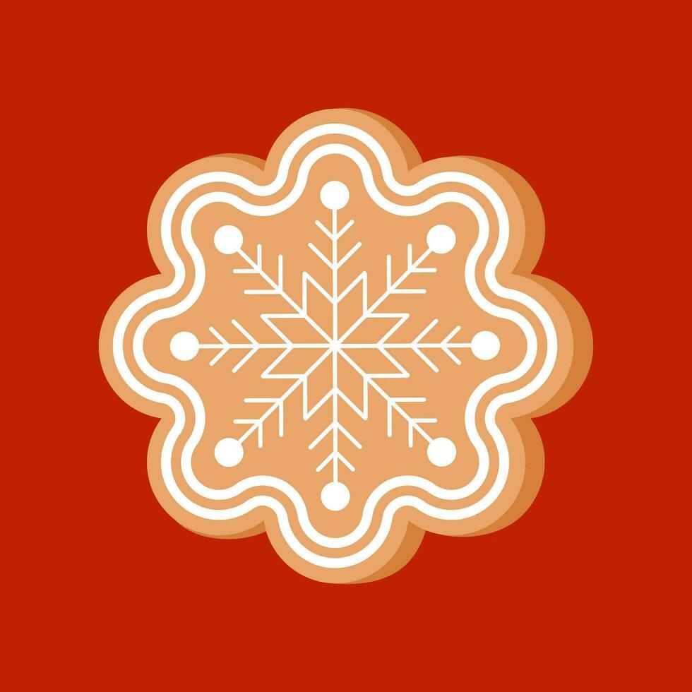 clip arte Pan di zenzero Natale biscotto su isolato rosso sfondo. mano disegnato elemento per festivo celebrazione di inverno vacanze, Natale, nuovo anno, per carta artigianato, scrapbooking o casa arredamento. vettore