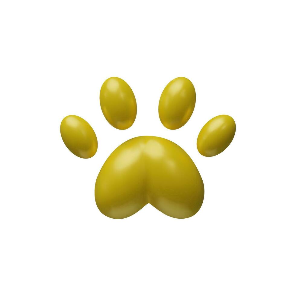 realistico 3d rendere animale domestico zampa. animale animale domestico piede di cani, cucciolo. carino veterinario simbolo. vettore illustrazione nel plastilina stile. orma forma design