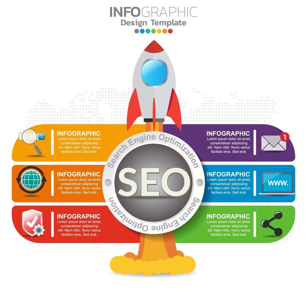 concetto di marketing digitale seo con icone. vettore