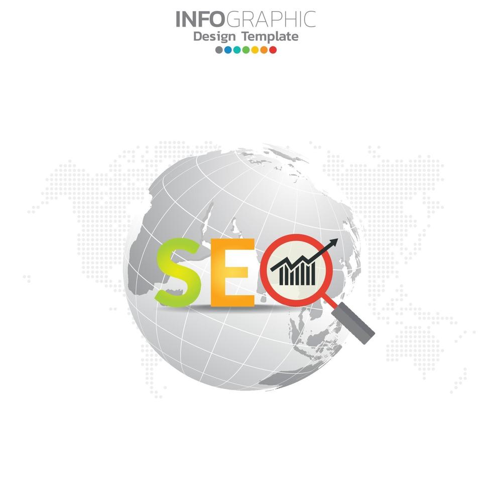 concetto di marketing digitale seo con icone. vettore