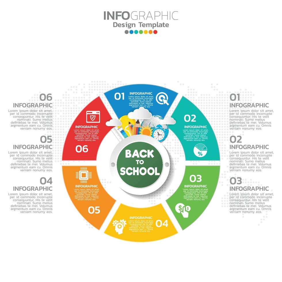 torna al concetto di infografica scuola con icone. vettore