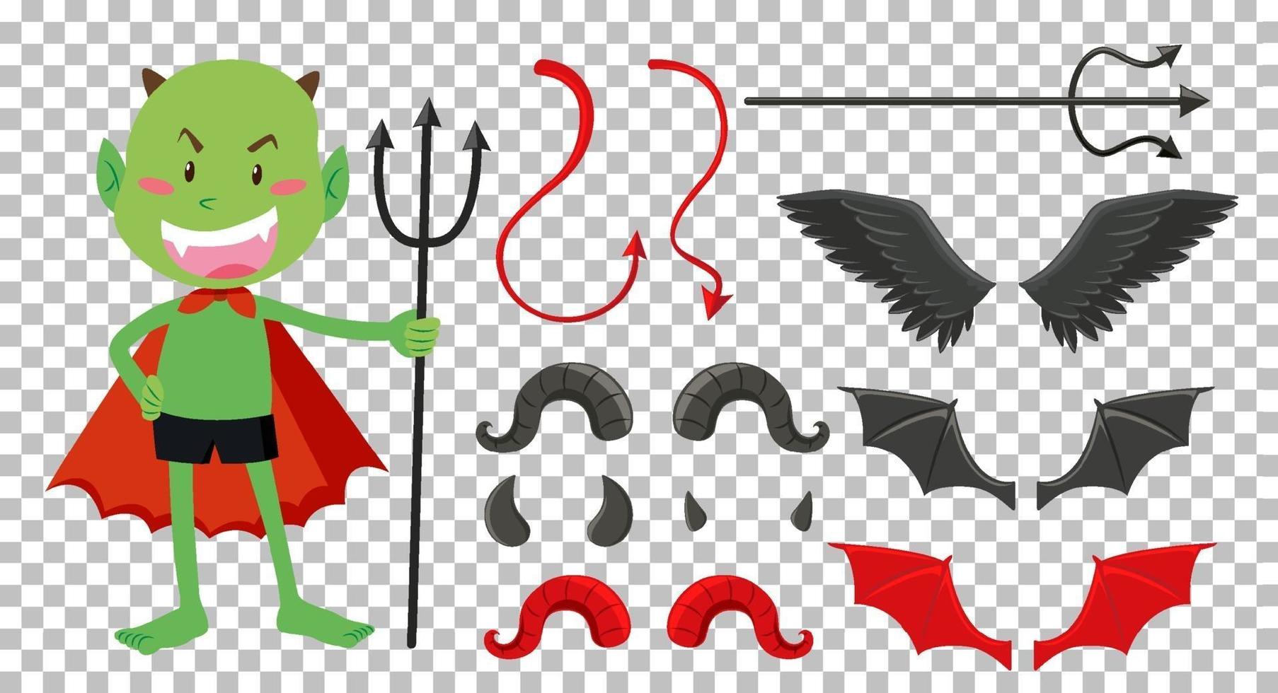 set di decorazioni per oggetti diavolo e angelo vettore