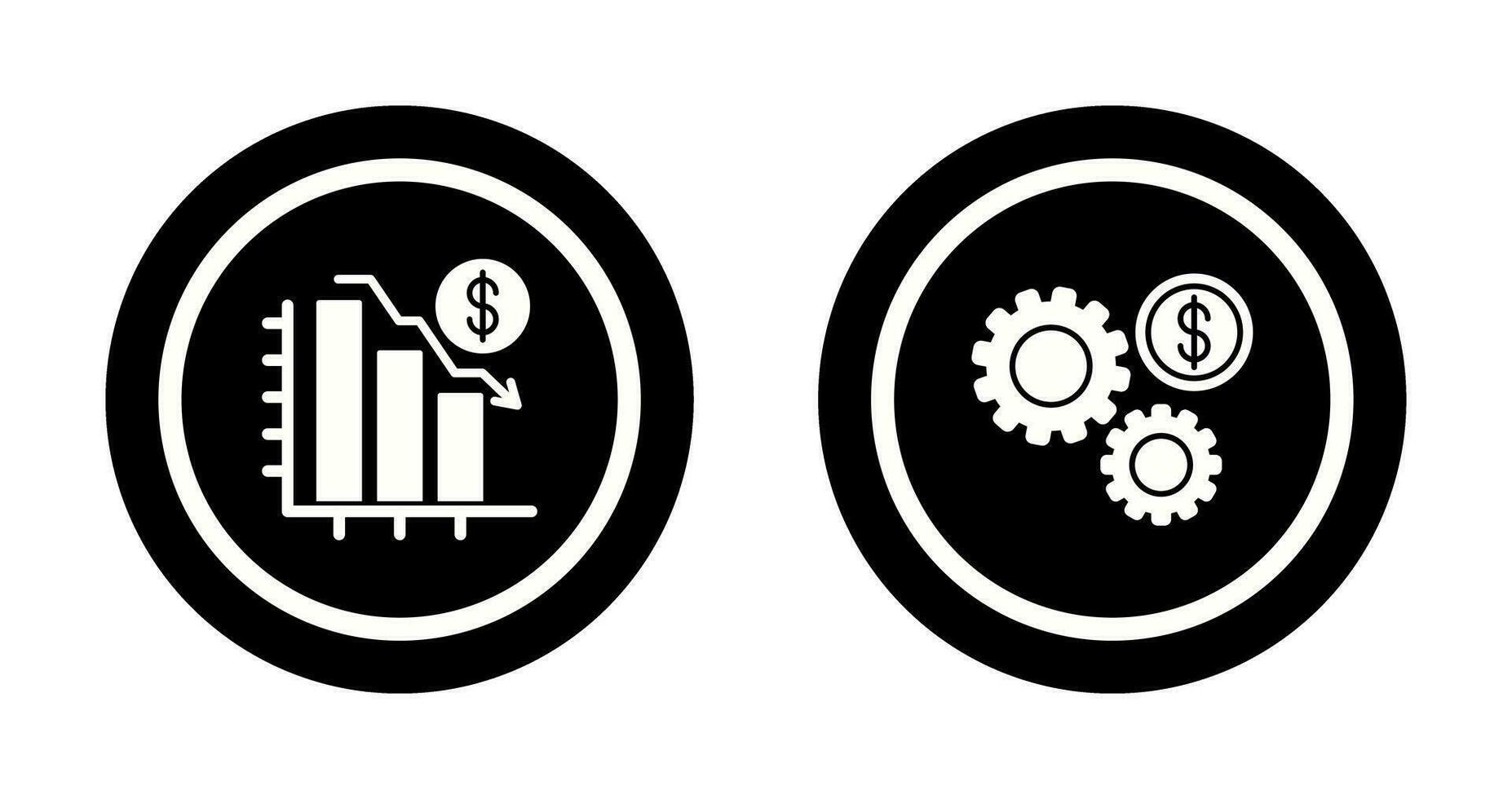 grafico giù e impostazioni icona vettore