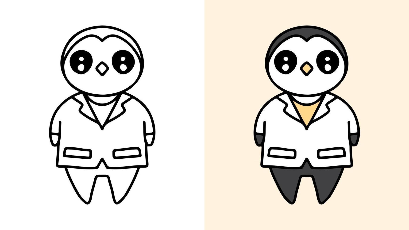 divertente pinguino medico disegno vettoriale con cartone animato.