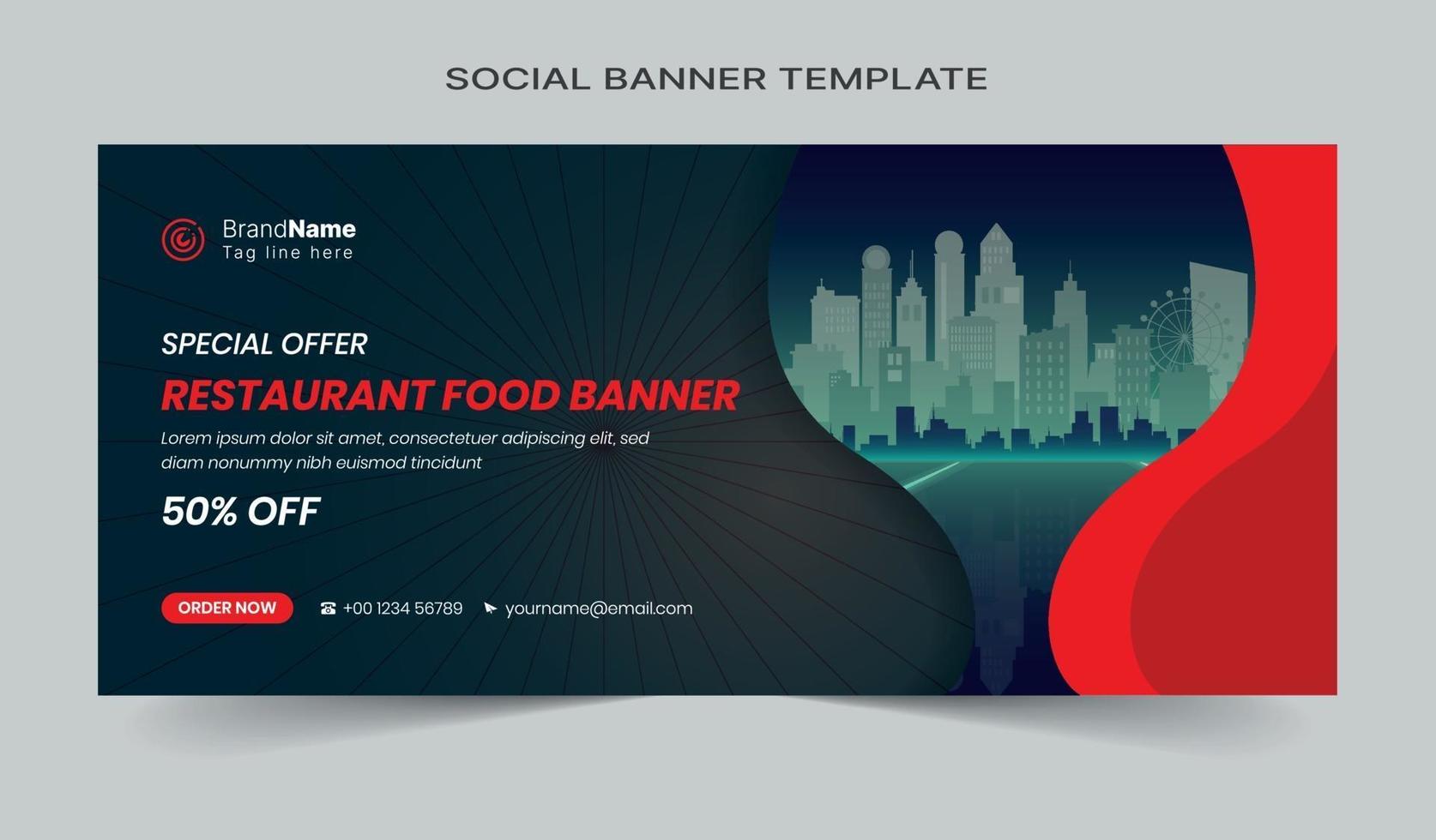 banner ristorante, post sui social media, modello banner web vettore