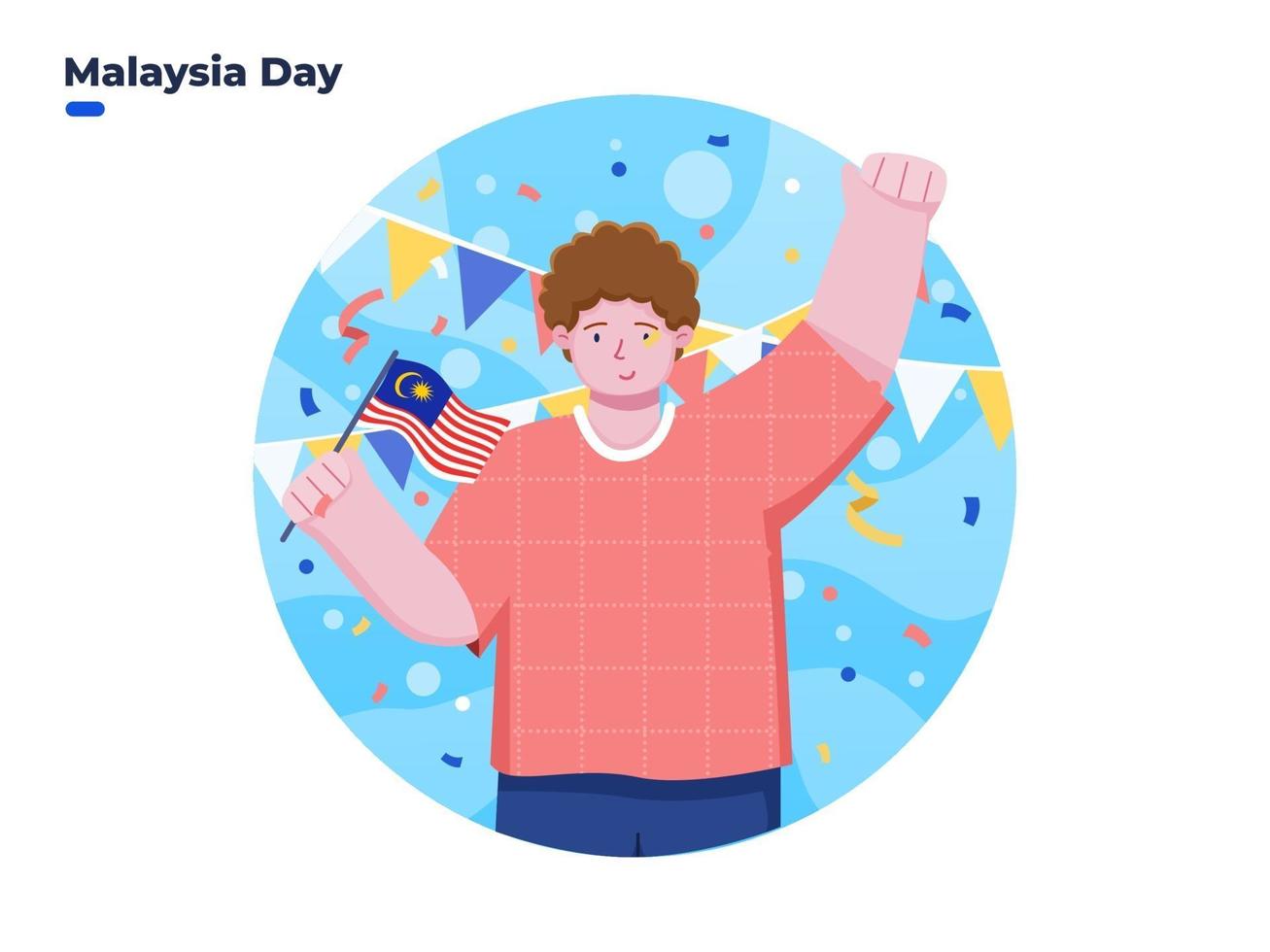 illustrazione di persone che celebrano la giornata della Malesia il 16 settembre vettore