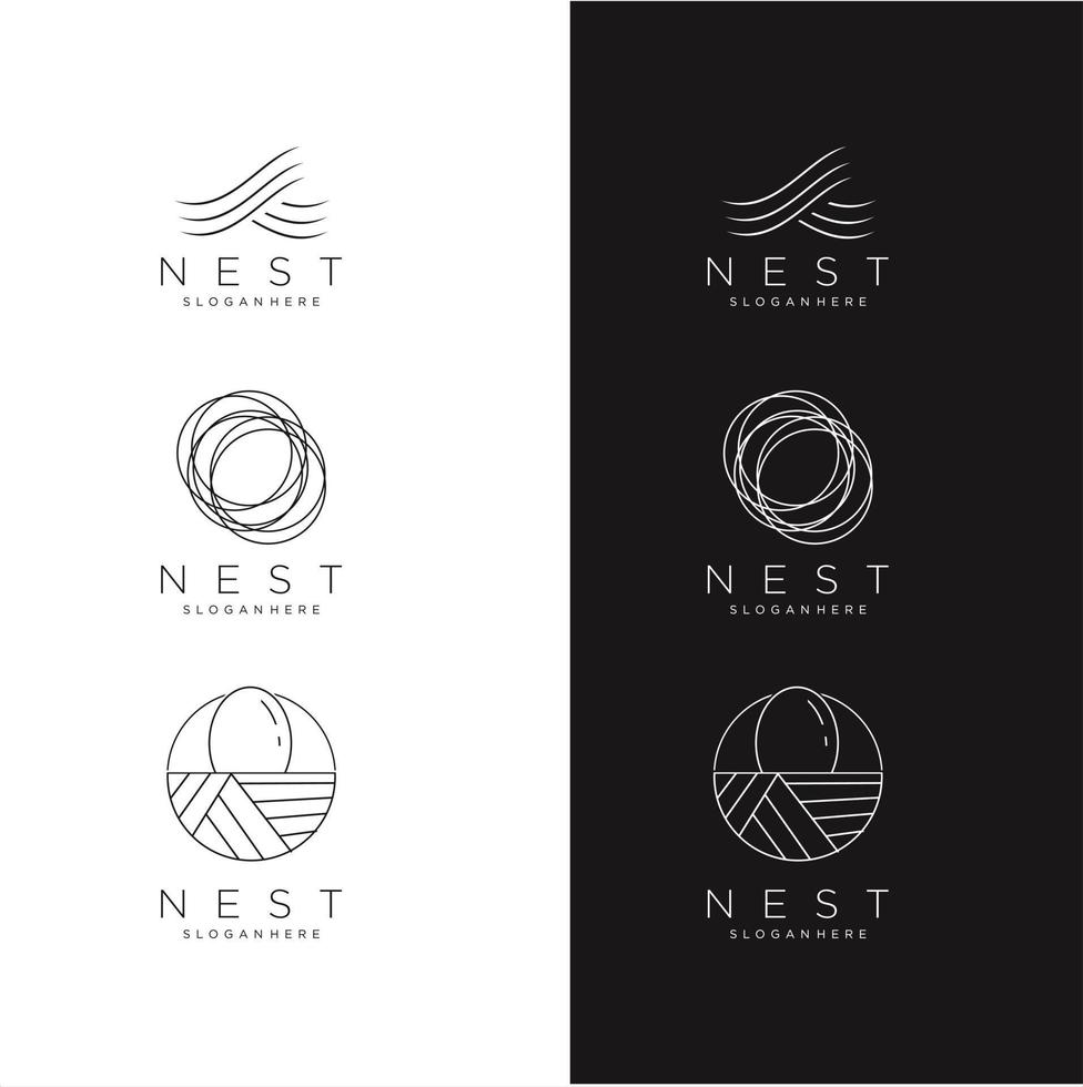 set di nidi di uccelli logo line art design template moderno semplice vector