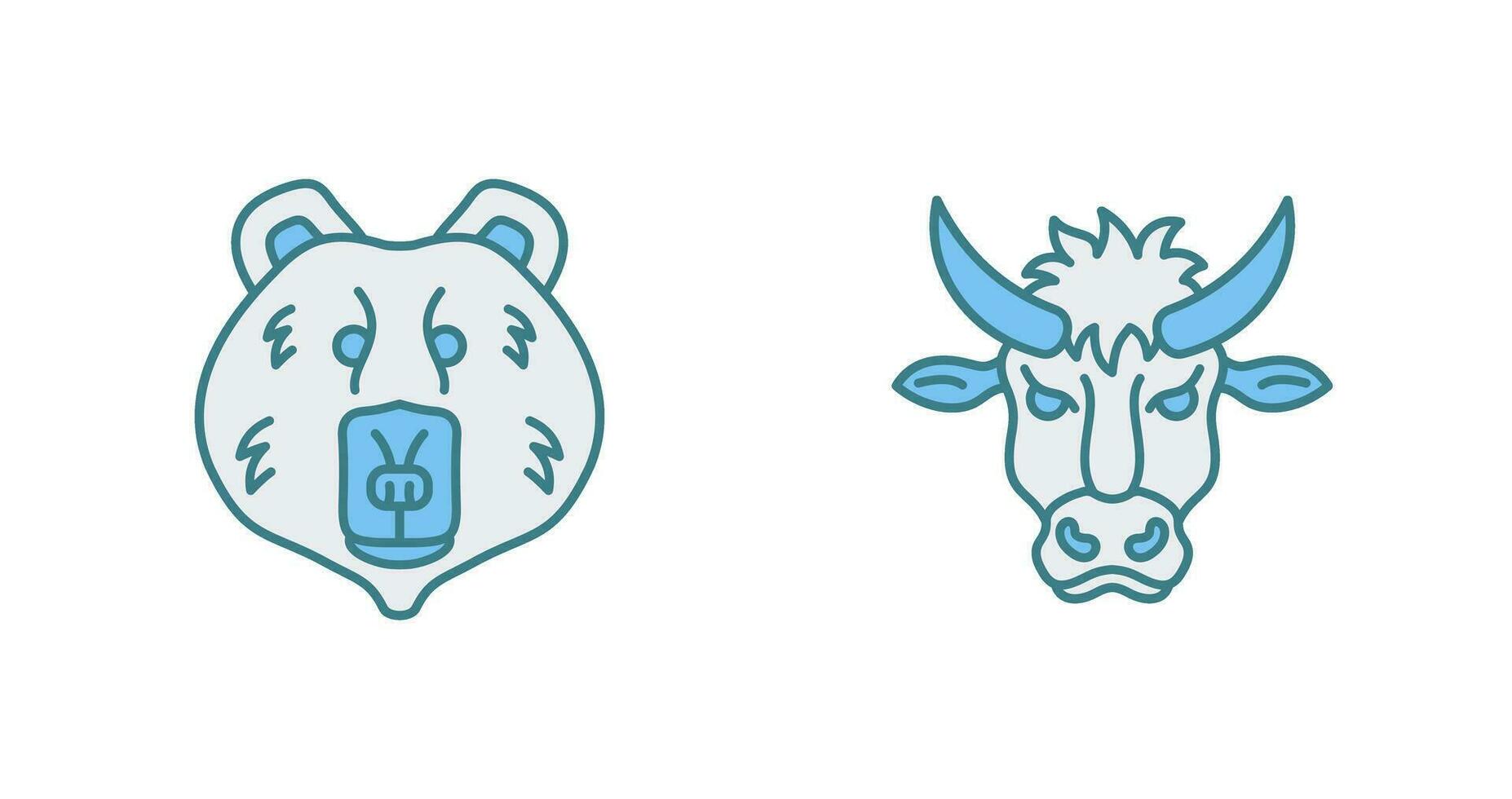 polare orso e bisonte icona vettore