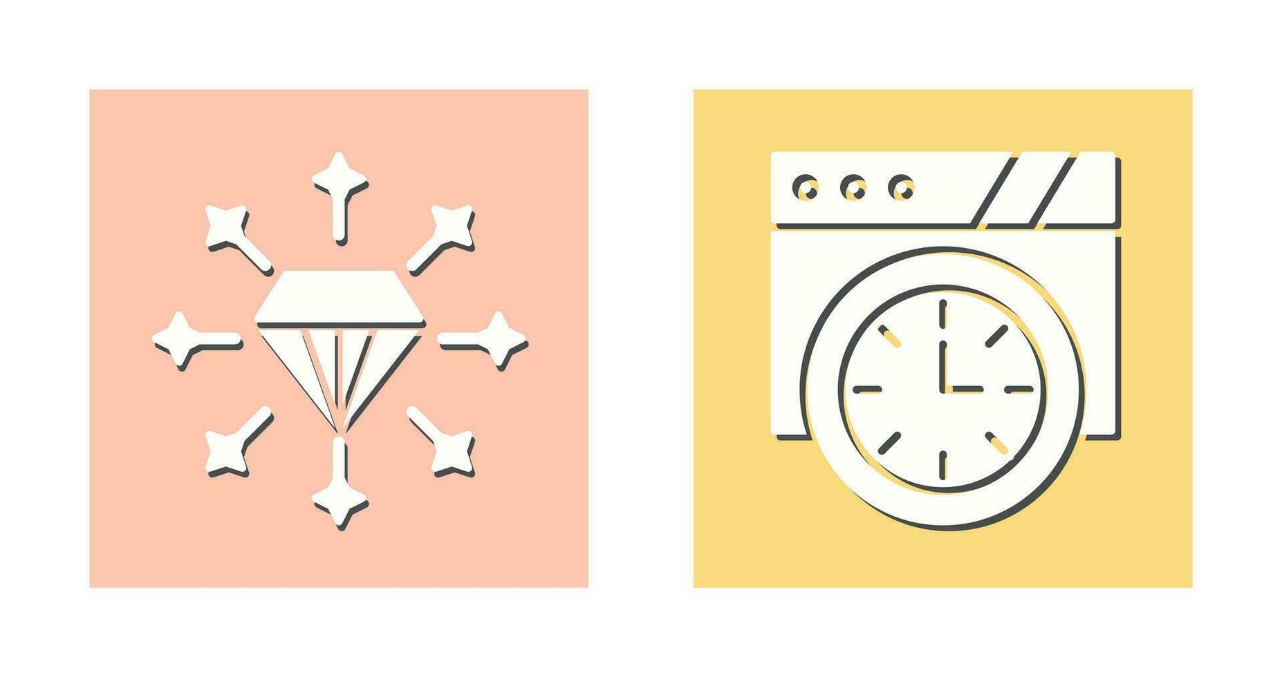 diamante e parete orologio icona vettore