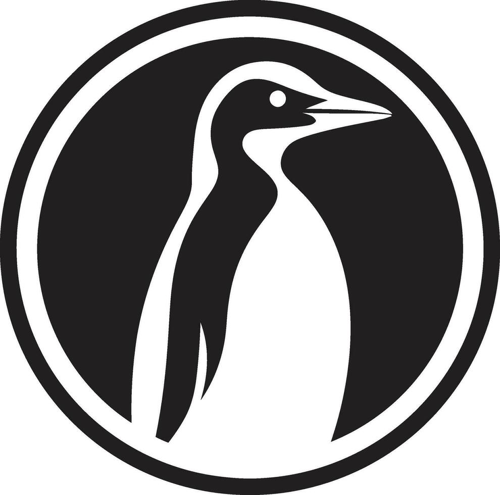 elegante piume pinguino simbolo nel monocromatico maestà notturno natura nero emblema nel noir gelido mondo vettore