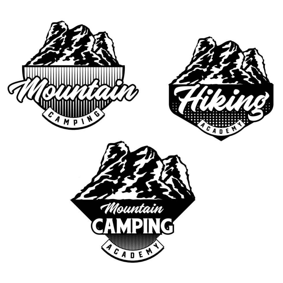 set di badge per mountain bike e camping club. vettore