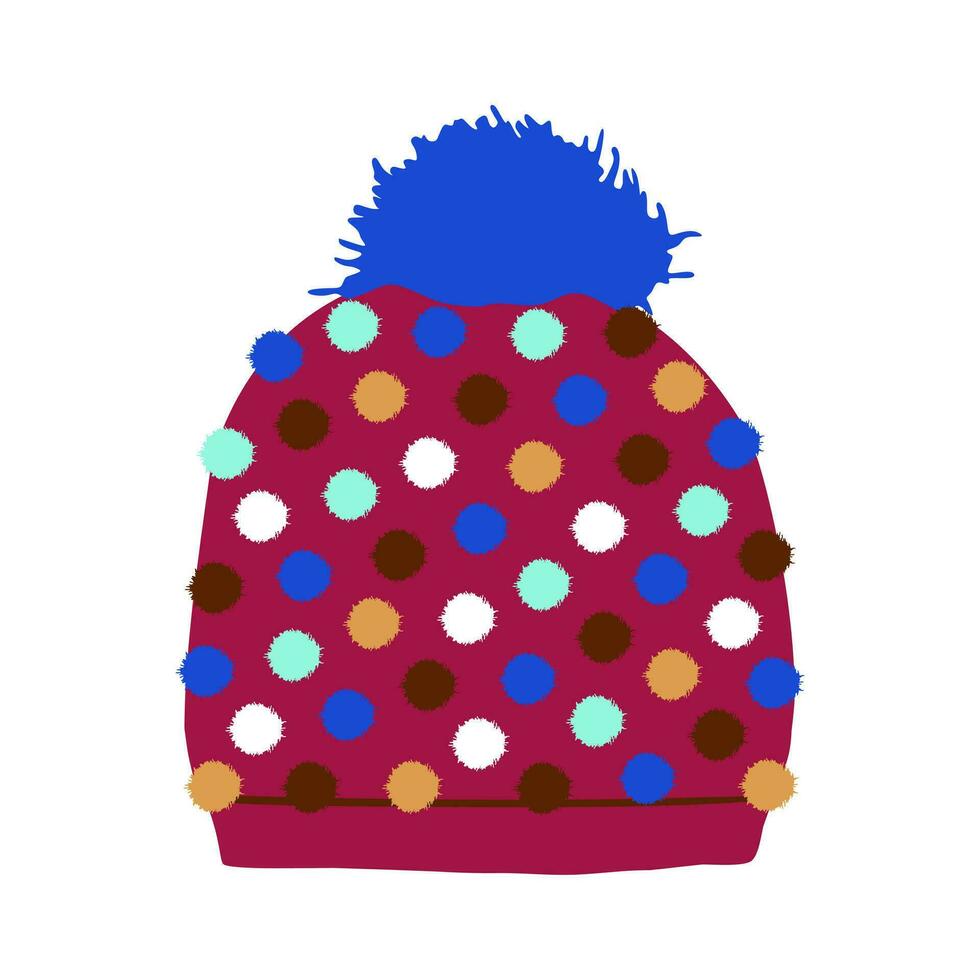 inverno cappello icona nel piatto stile isolato su bianca sfondo. copricapo simbolo spirito pompon vettore