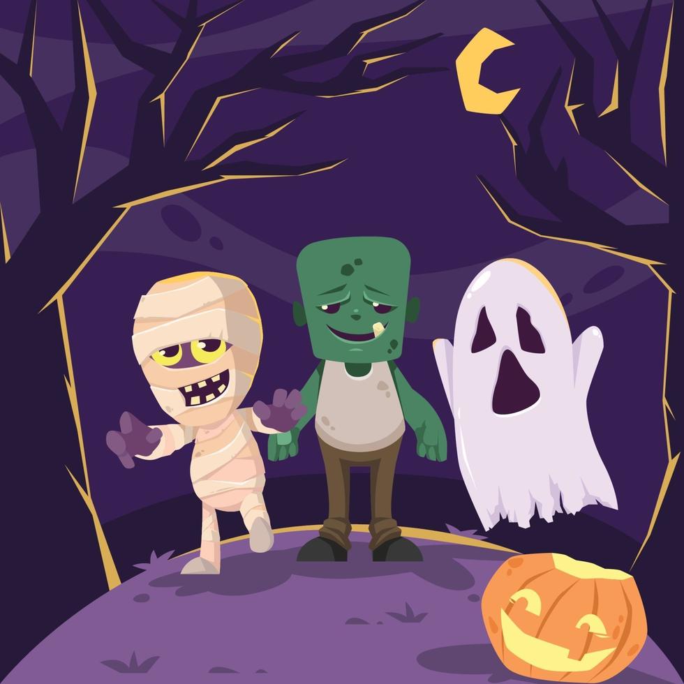 personaggi dei mostri di halloween vettore