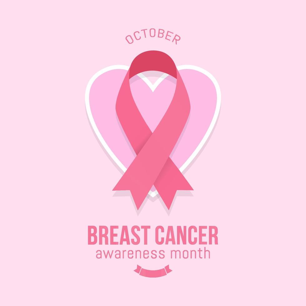 design del banner del mese di sensibilizzazione sul cancro al seno con nastro rosa vettore