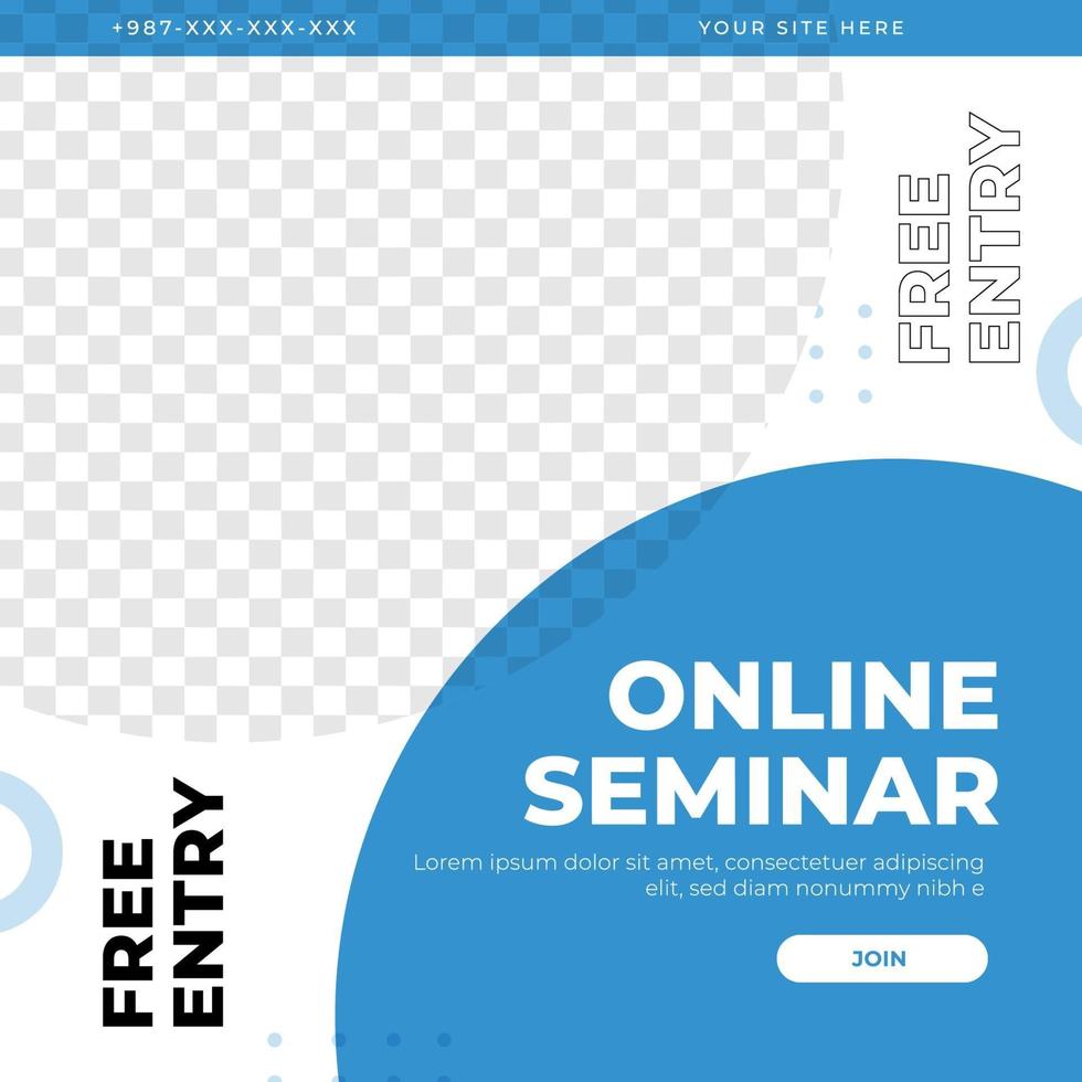 seminario online, webinar feed design modello di post sui social media vettore