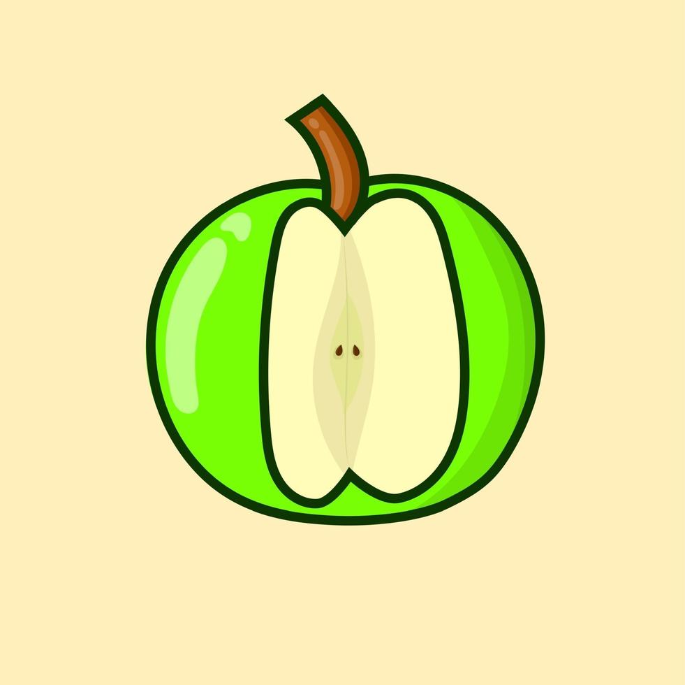vettore dell'illustrazione della mela verde per la progettazione della frutta, icona del sito Web, segno