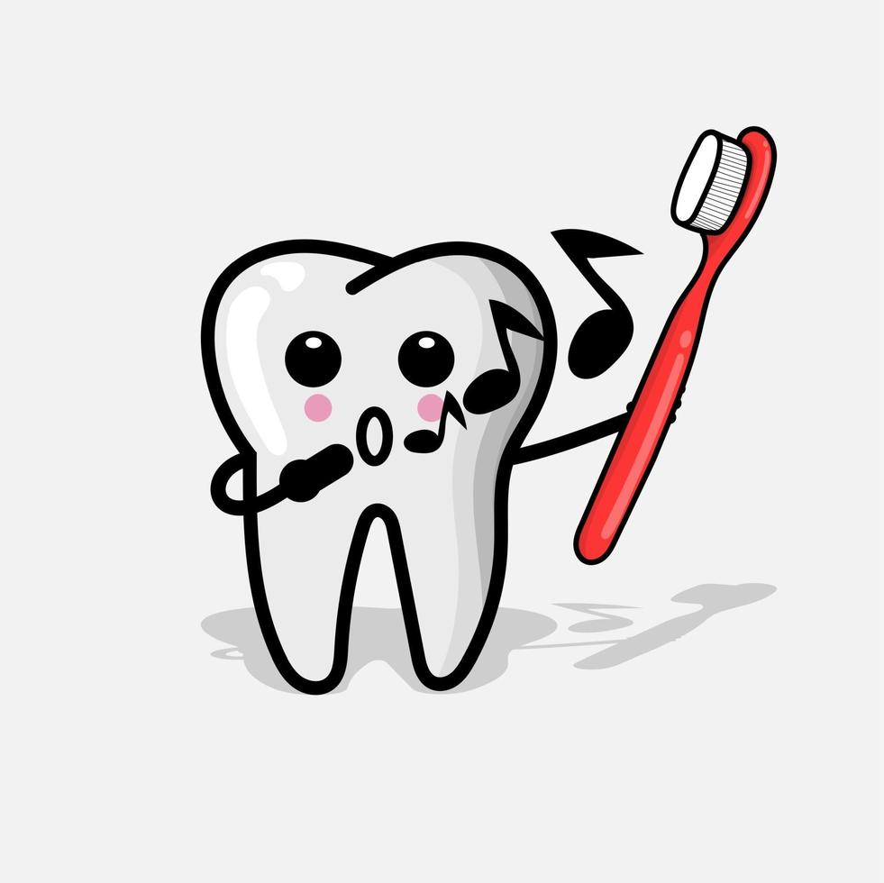 illustrazione del carattere dei denti con attrezzatura dentale. mascotte dei denti vettore