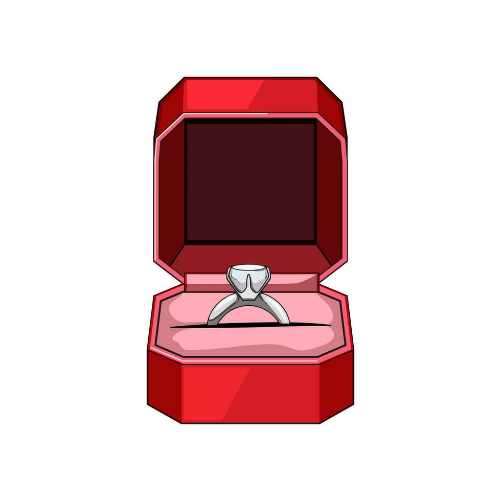 matrimonio proposta squillare scatola cartone animato vettore illustrazione