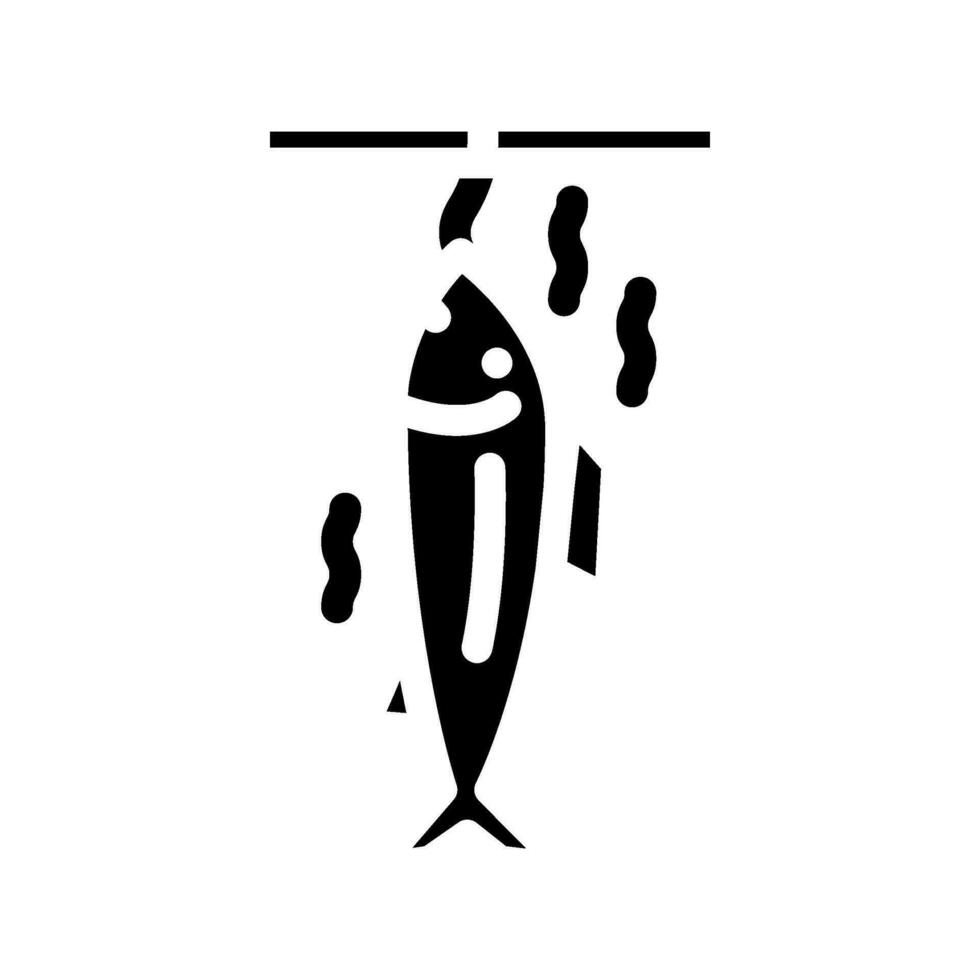 pesce affumicato glifo icona vettore illustrazione