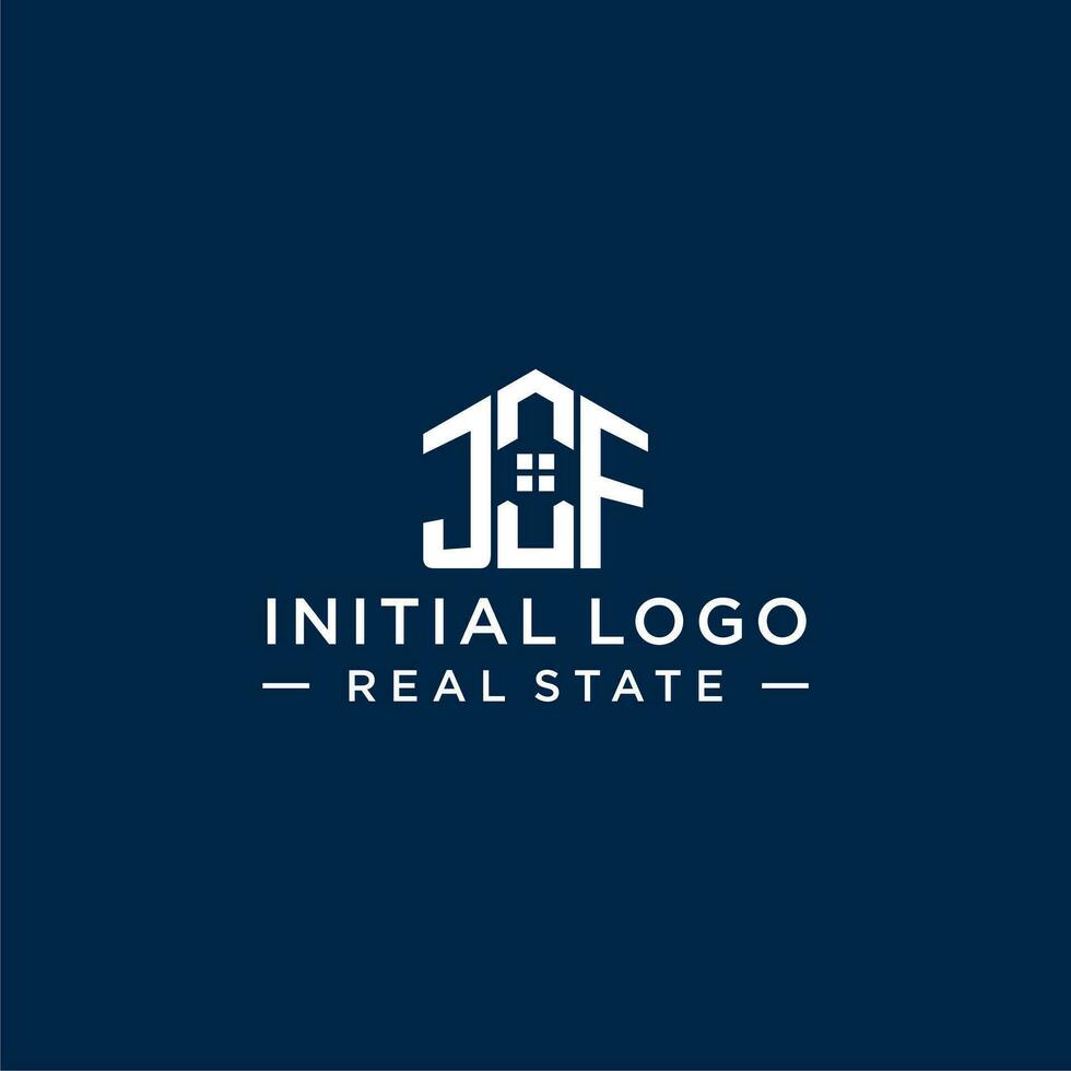 iniziale lettera jf monogramma logo con astratto Casa forma, semplice e moderno vero tenuta logo design vettore