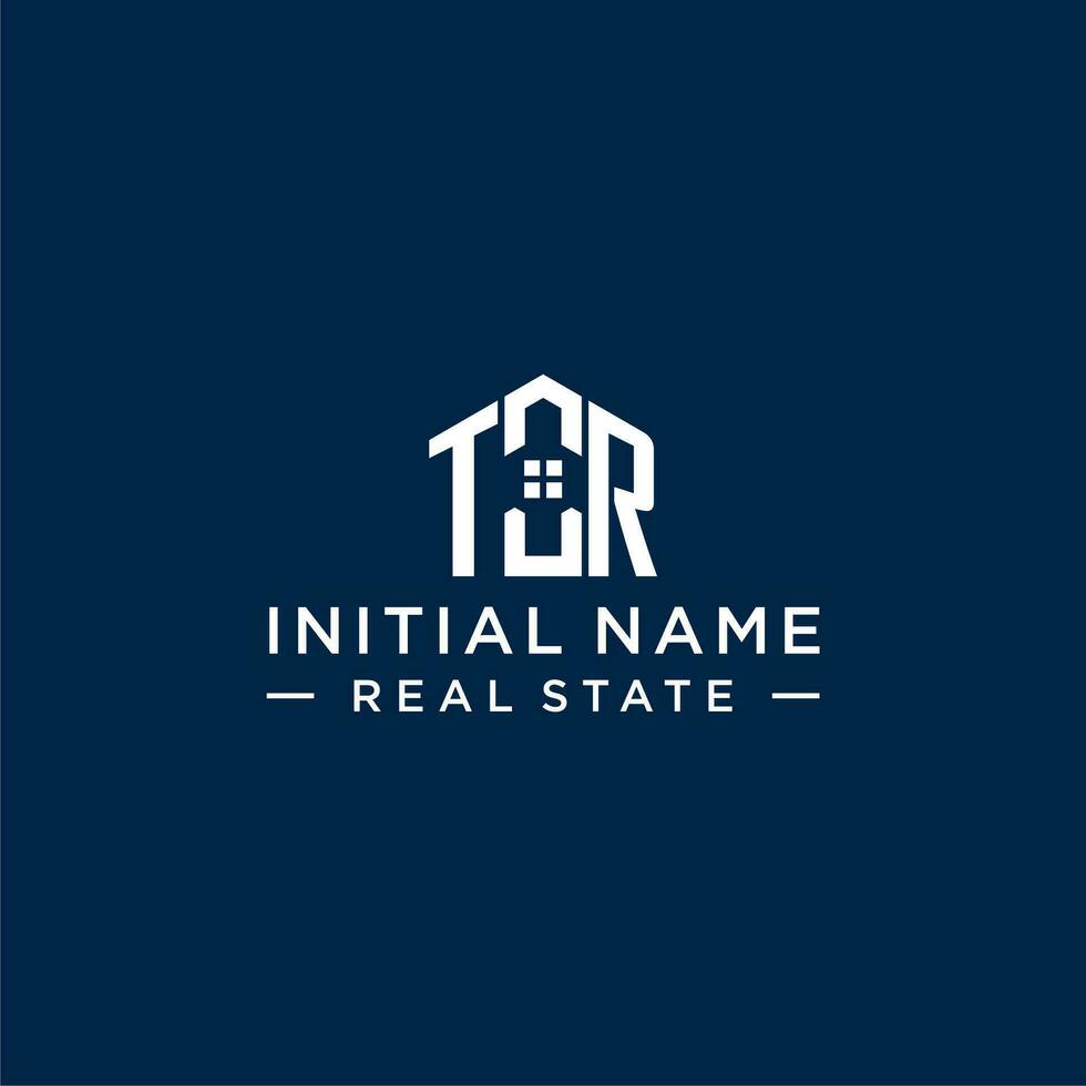 iniziale lettera tr monogramma logo con astratto Casa forma, semplice e moderno vero tenuta logo design vettore