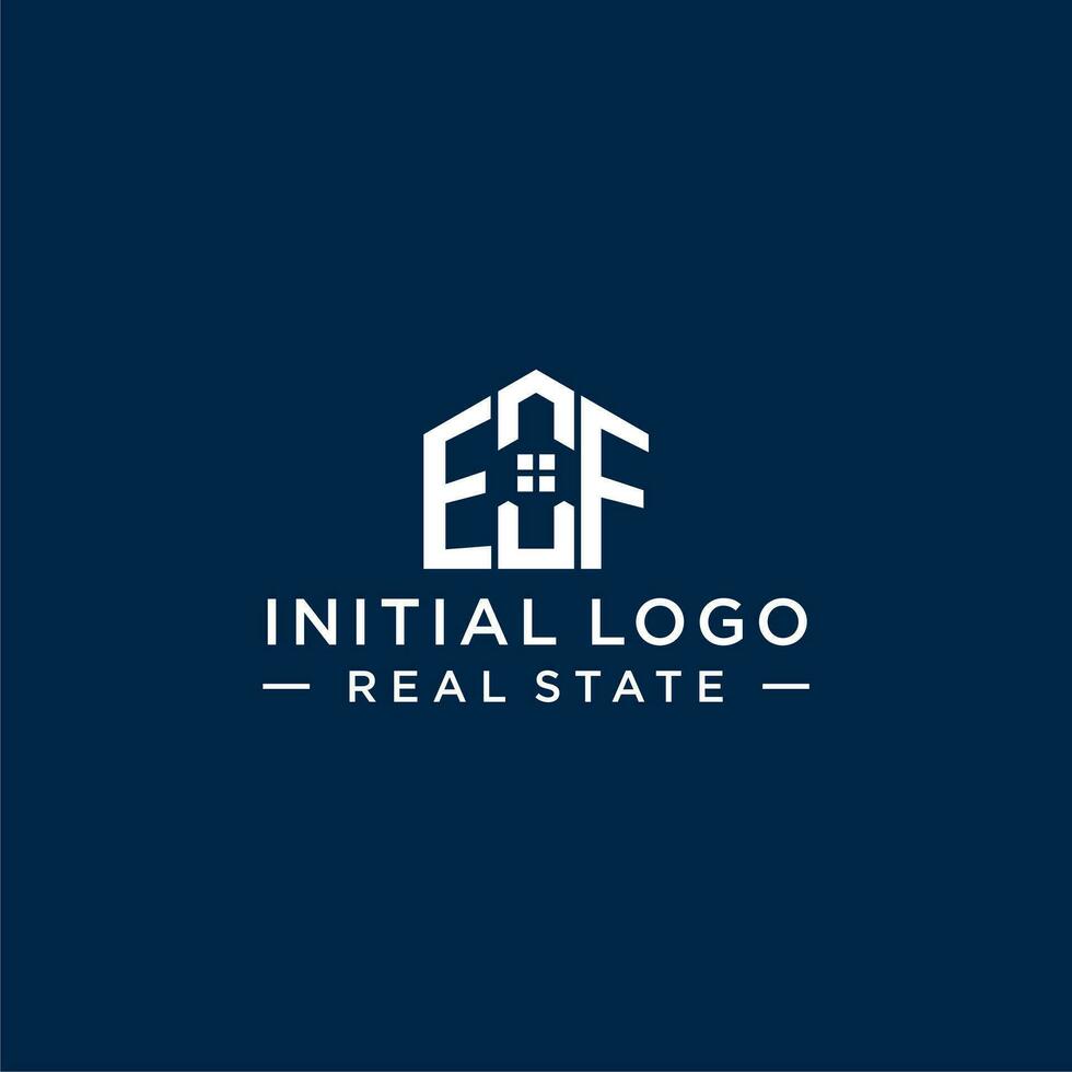 iniziale lettera ef monogramma logo con astratto Casa forma, semplice e moderno vero tenuta logo design vettore