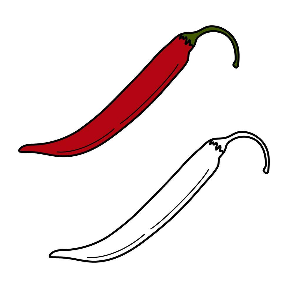 vettore impostato di 2 chili Pepe Immagine mano disegnato schema e colore disegno. messicano cibo. cinco de mayo