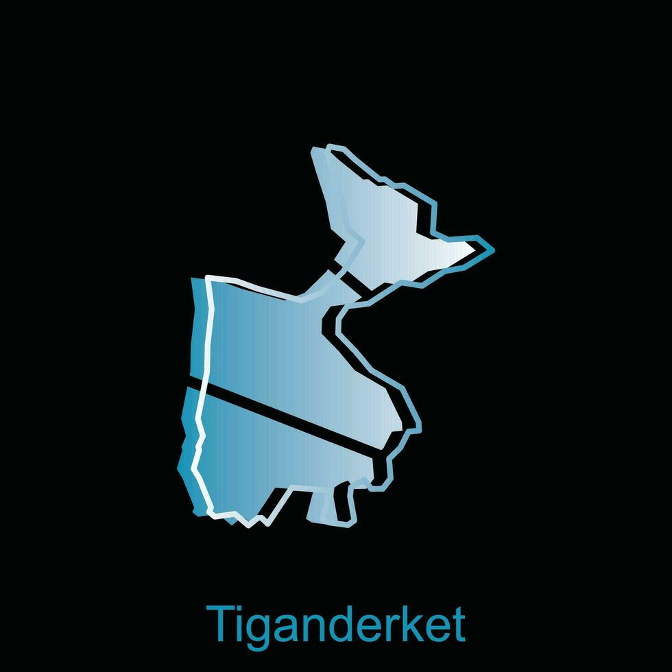 alto dettagliato vettore carta geografica di tiganderkeet città moderno schema, logo vettore design. astratto, disegni concetto, logo, logotipo elemento per modello.