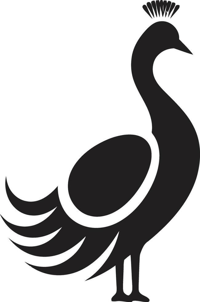 calamaio fantasia nero emblema profilo ebano eleganza scatenato vettore pavone icona