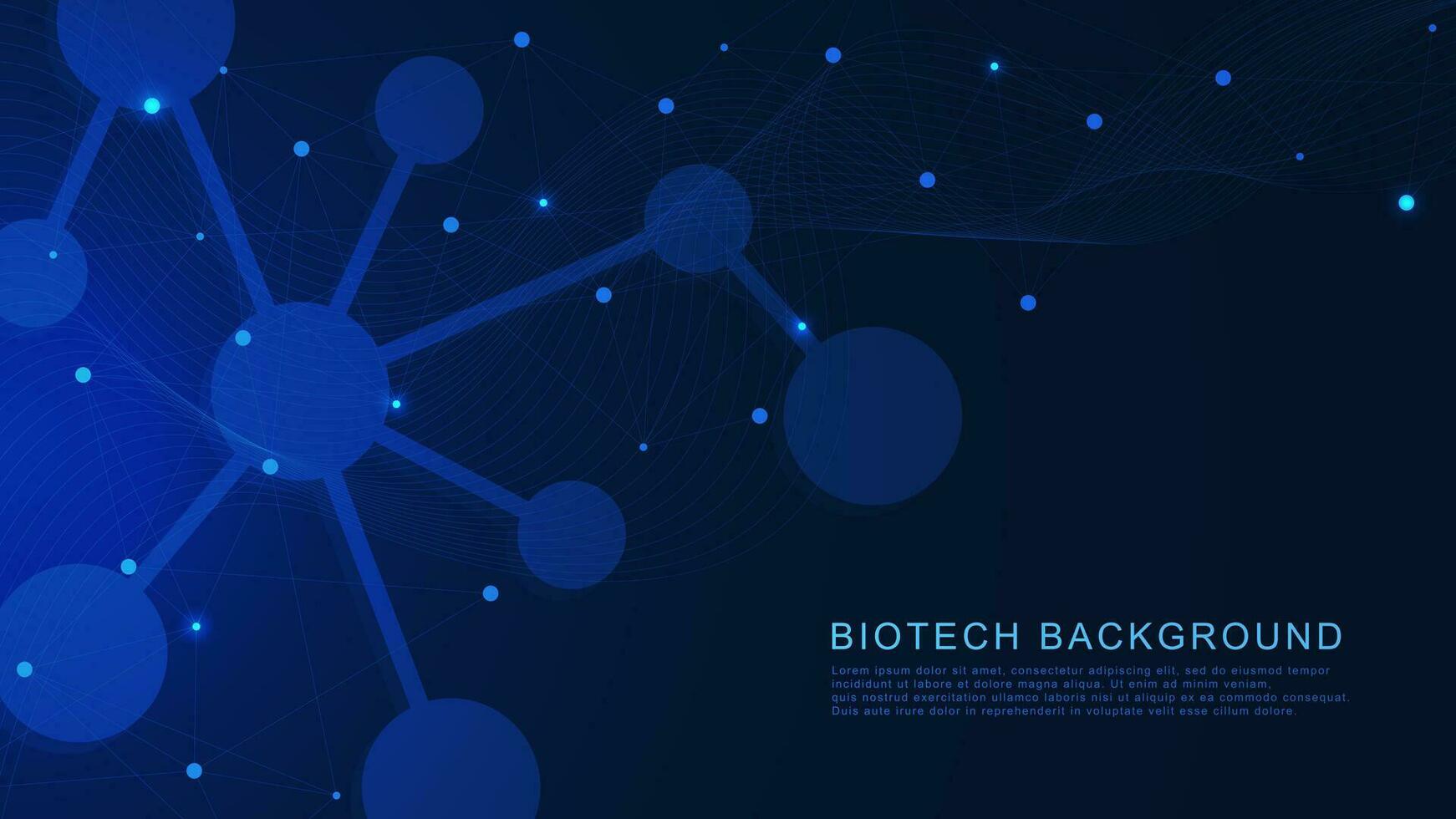 biotech concetto con molecolare struttura. molecole dna, neurale Rete, scienza, assistenza sanitaria e medico sfondo. vettore illustrazione.